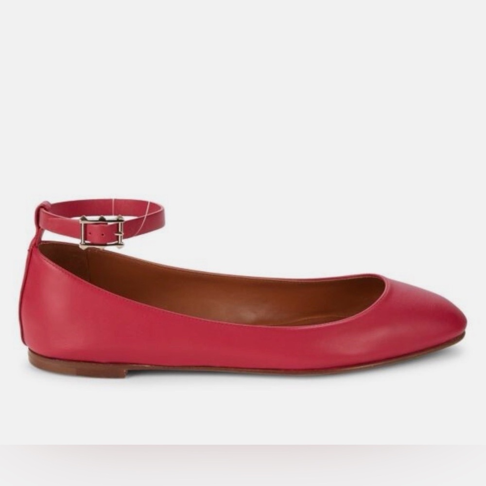 Valentino Pink Leather Ankle Strap Ballerina Flats - Picture 2 of 15